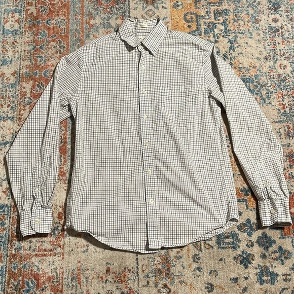 J. Crew Other - JCrew tailored fit washed casual brown and white checked plaid button-up shirt